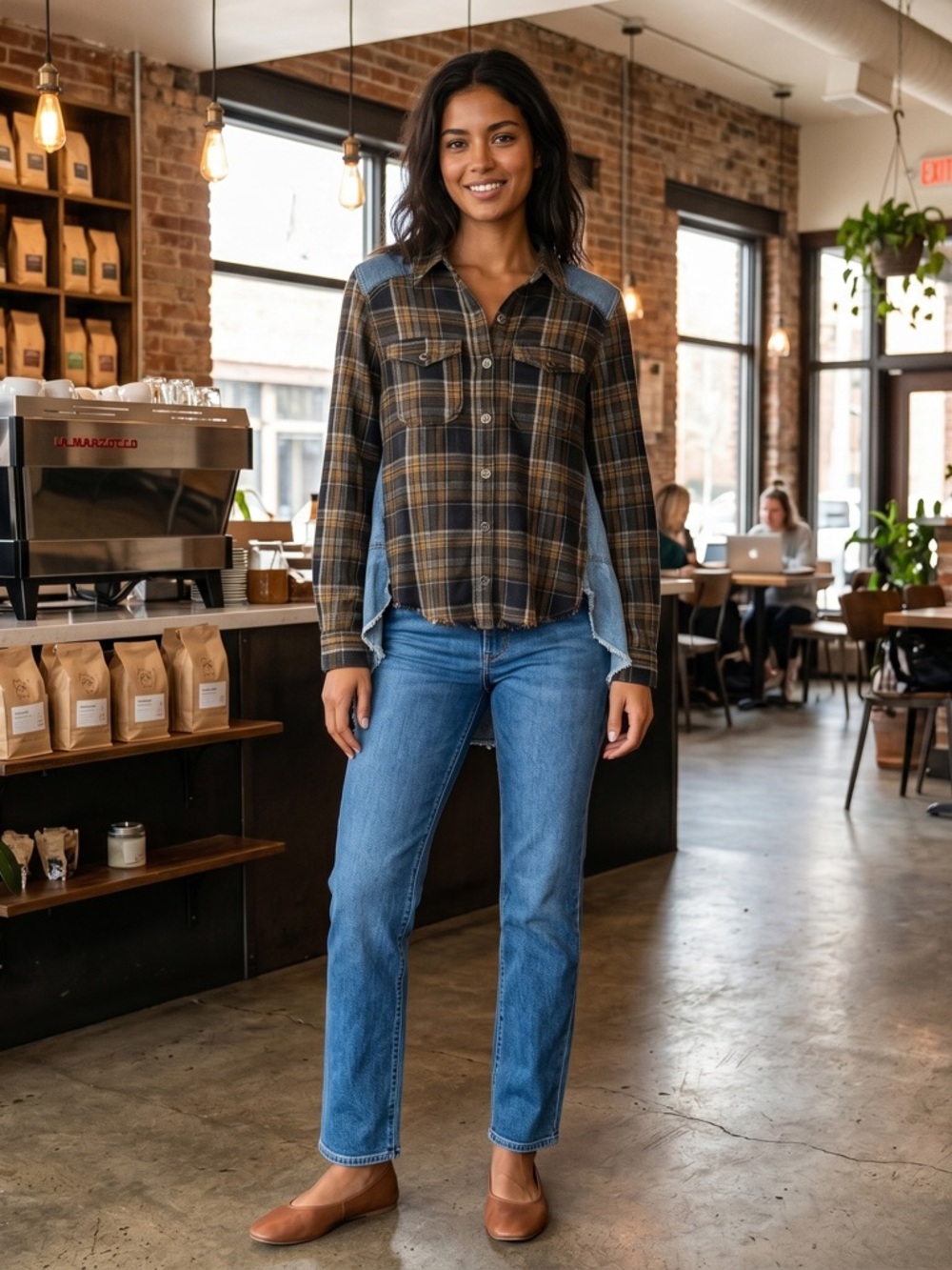 Free People Women's Road Trip Getaway Plaid Flannel Button Down Shirt Size XS